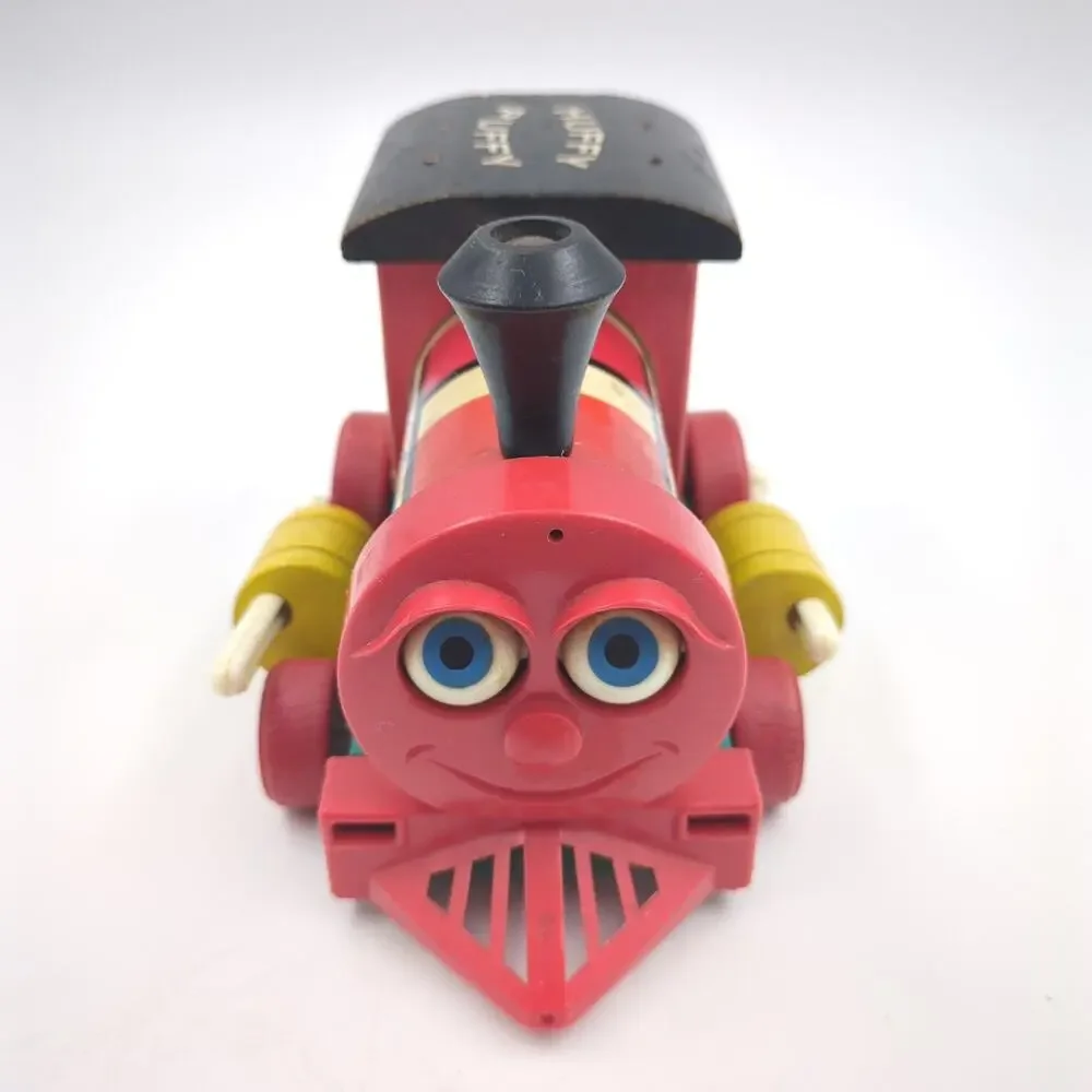 Vintage Fisher-Price #999 Huffy Puffy Pull Toy Train 1963 Wooden Eyes Move